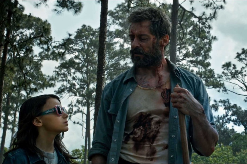 Dafne Keen and Hugh Jackman in a still from Wolverine.