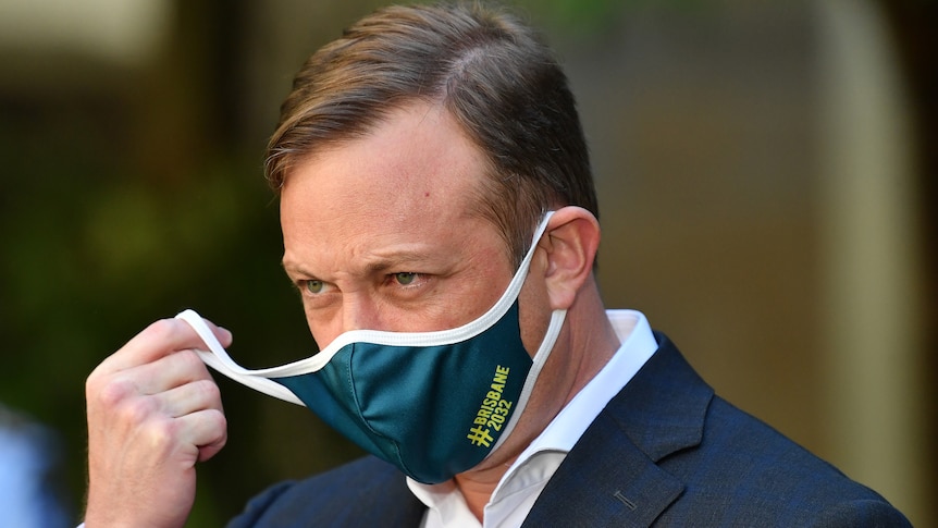 Deputy Premier Steven Miles in a mask 