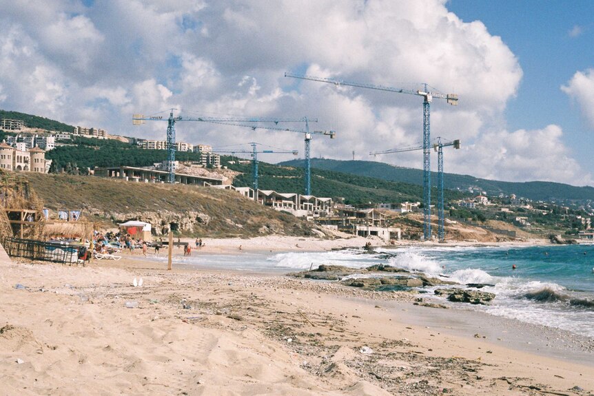 Lebanon beach sunbathers