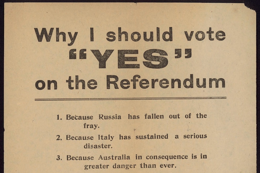 Leaflet from the First World War encouraging a yes vote for conscription