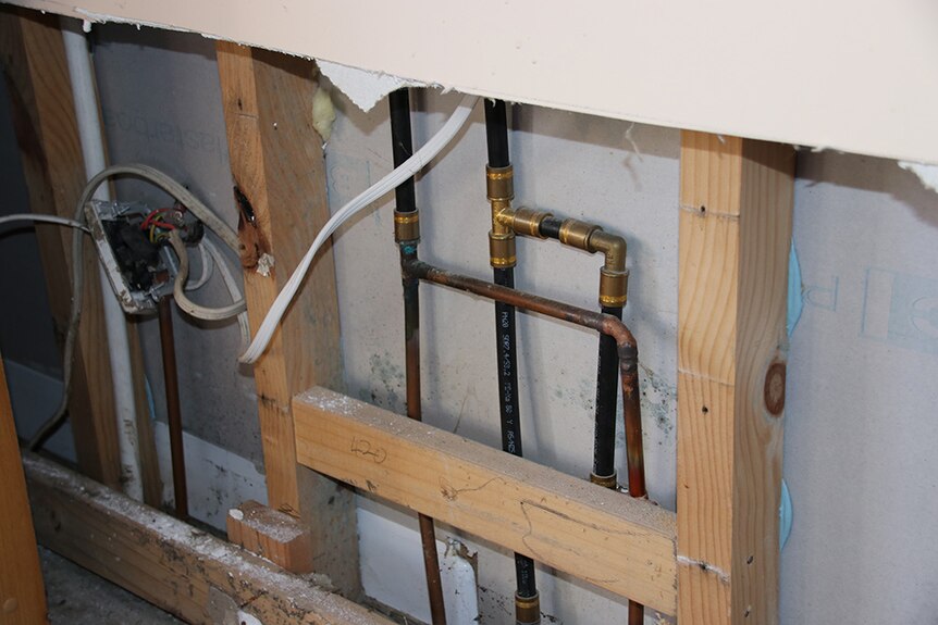 Wall cavity in flood damaged property