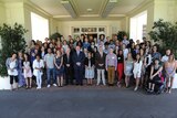 ABC Heywire winners stand with the Governor-General.