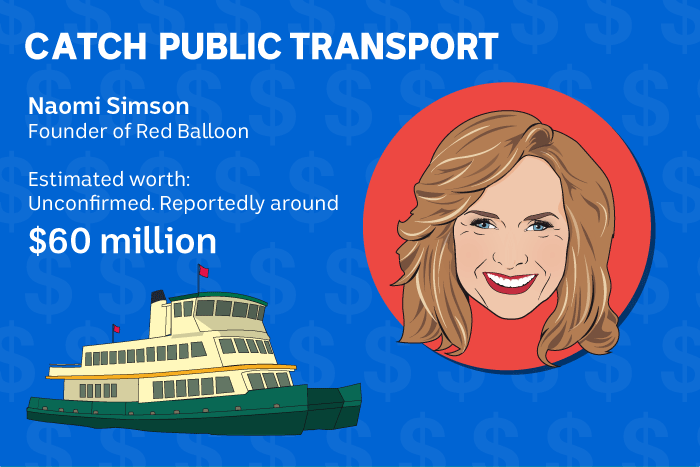 Naomi Simson catches public transport to save money.