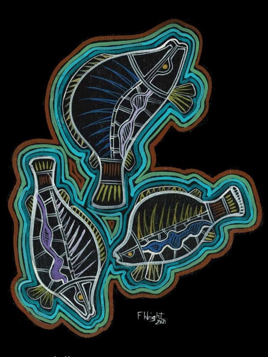 Aboriginal artwork of three fish