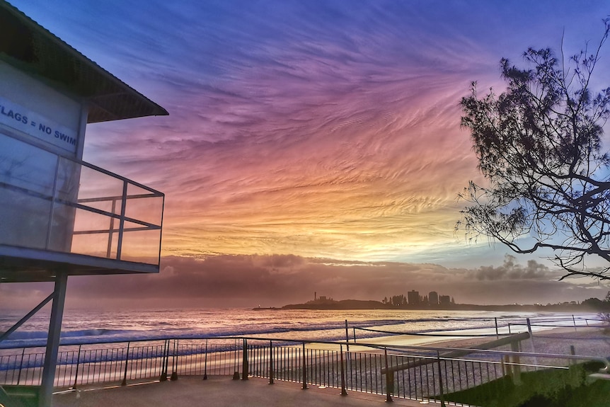 A photograph at the beach looking across to Maroochydore.