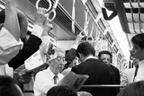 Japanese commuters on the train