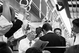 Japanese commuters on the train