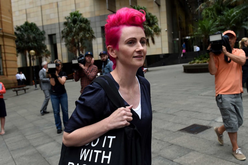 Lucy Perry after giving evidence at the child abuse royal commission