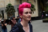 Lucy Perry after giving evidence at the child abuse royal commission