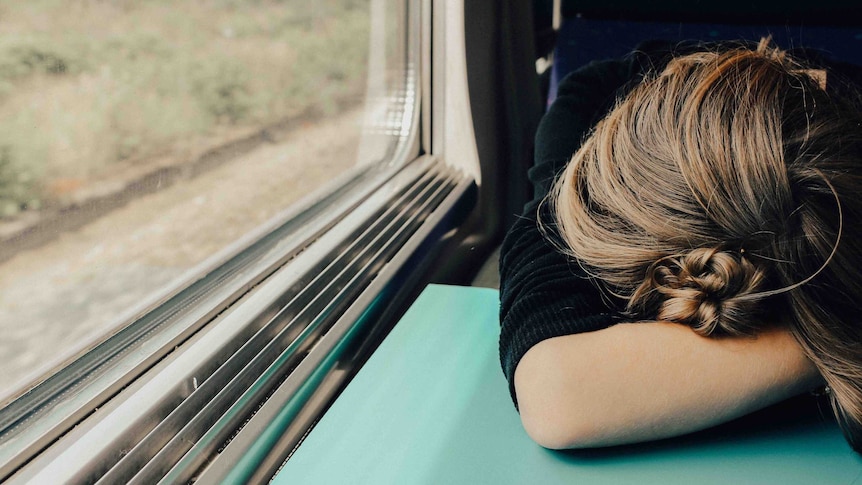 Woman resting head.