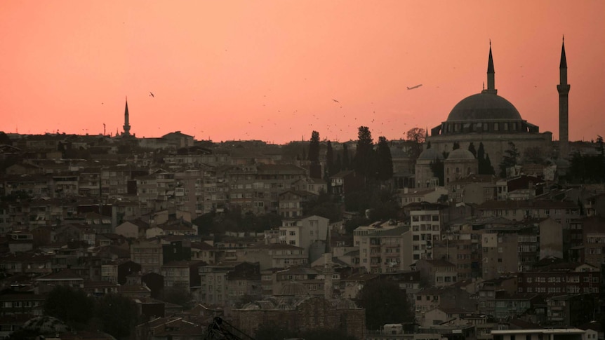 The skyline of Istanbul at sunset