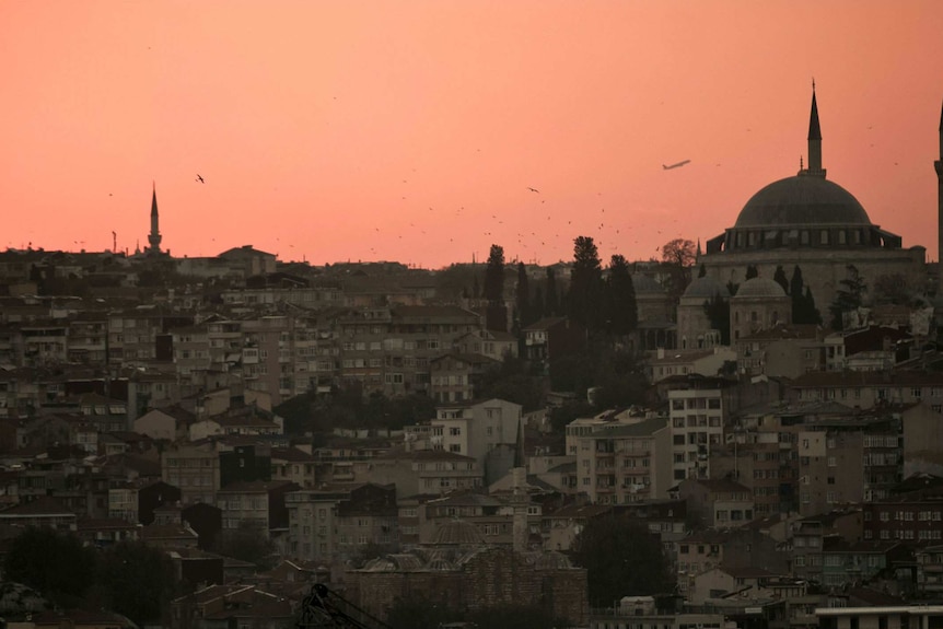 The skyline of Istanbul at sunset
