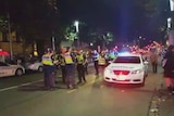 Police near the scene of a brawl in Melbourne's CBD