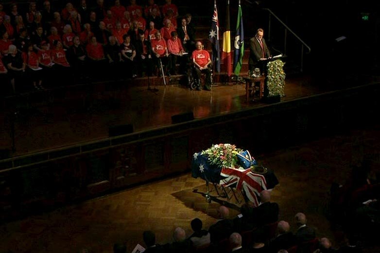 Son speaks at state funeral