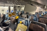 The interior of the Singapore Airlines plane