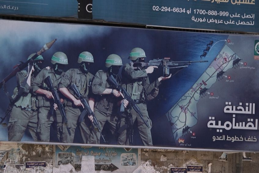 A billboard warning about the tunnels, which are an open secret in Gaza.