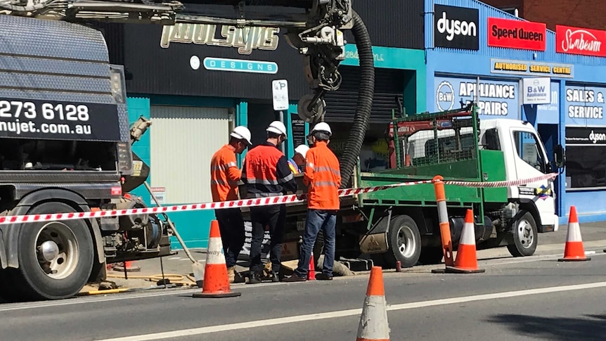 Workers at Argyle St accident.
