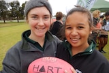 Riverland footballers Rachel Fillmore and Jean Marchant