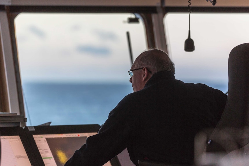 Chief Officer on the bridge of the RV Investigator