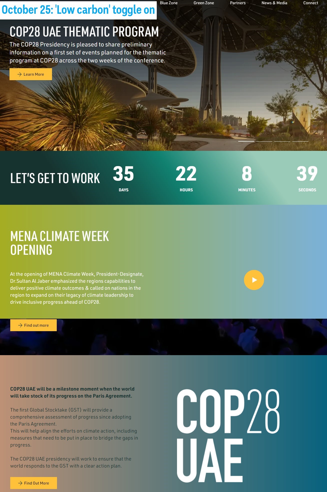 COP28 website on October 25, 2023.
