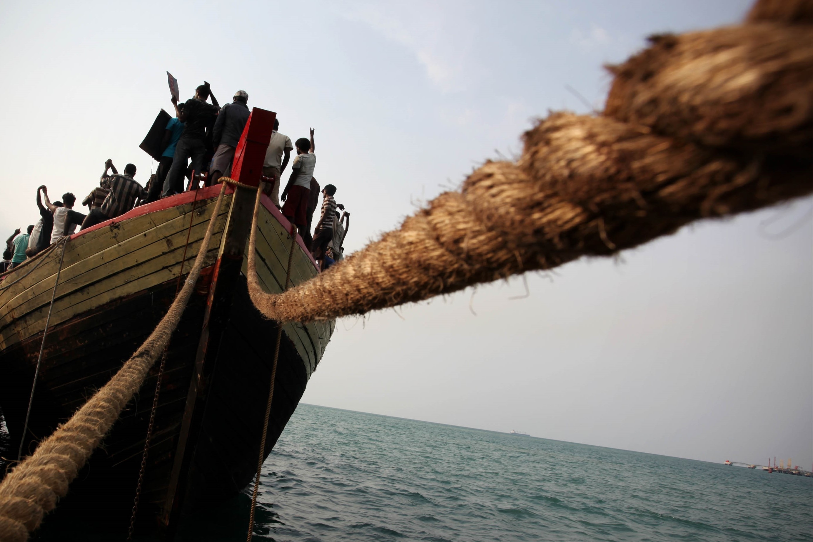 Asylum seekers on a boat