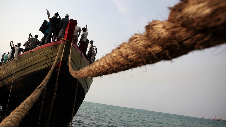 Asylum seekers on a boat