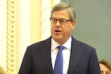 Queensland Opposition Leader Tim Nicholls delivers budget reply speech in State Parliament in Brisbane on June 15, 2017