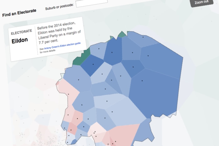 Sample screenshot of booth by booth election results for Victoria