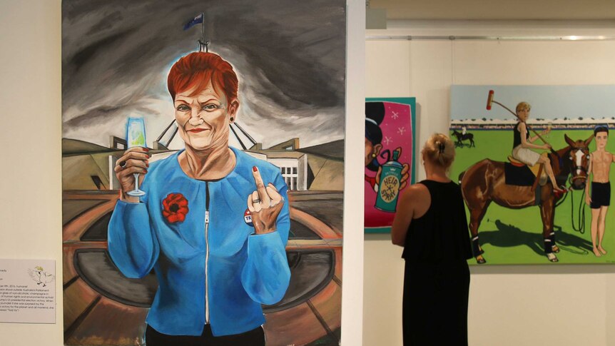 Bald Archy Prize portrait of Pauline Hanson by Jack G Kennedy.