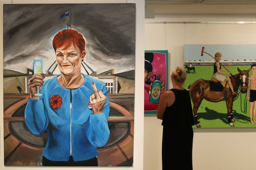 Bald Archy Prize portrait of Pauline Hanson by Jack G Kennedy.