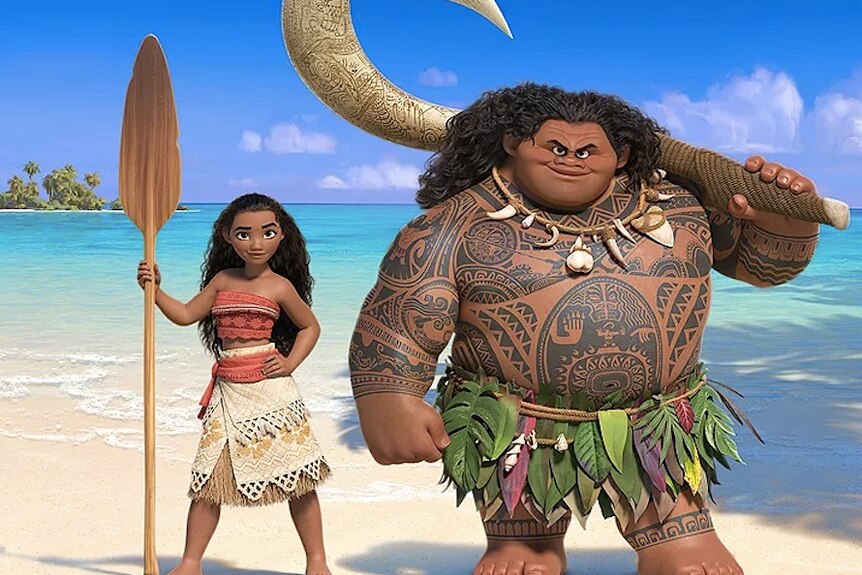 Poster of Moana and Maui, characters from the Disney animated movie.