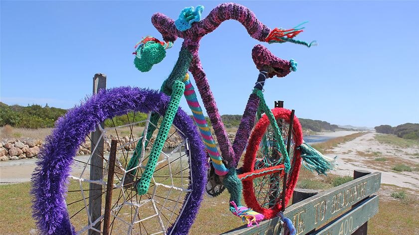 Yarn bombers have been busy at Beachport in the south-east