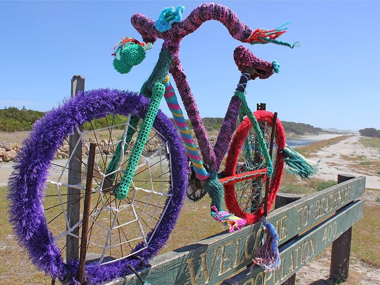 Yarn bombers have been busy at Beachport in the south-east