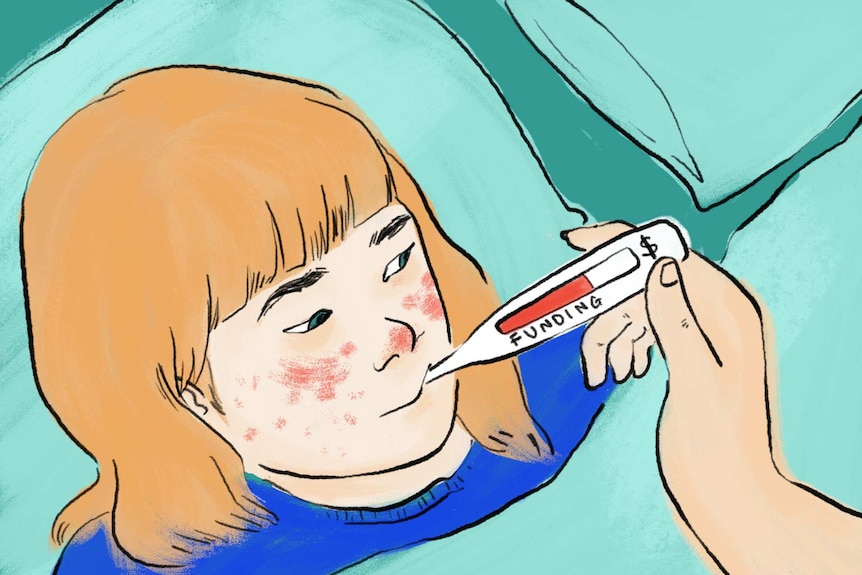 An illustration of a child with a thermometer in their mouth.