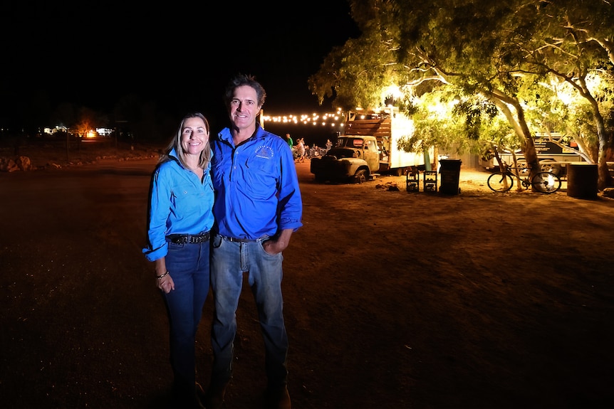 A photo of Edwina and Tim together at their station stay at night