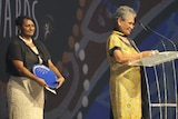 NAIDOC 'Female Elder of the Year' winner Professor MaryAnn Bin-Sallik giving an acceptance speech.