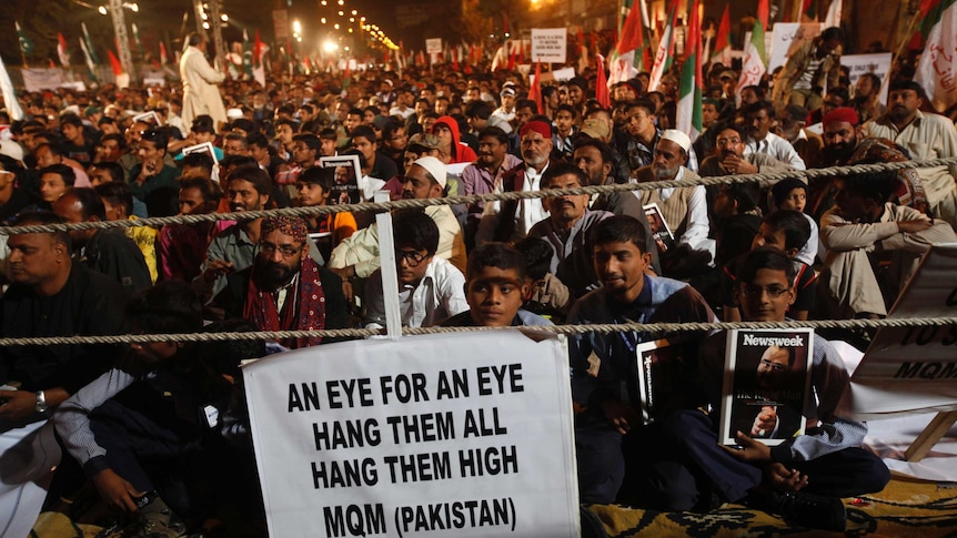 Protesters during national solidarity rally in Karachi