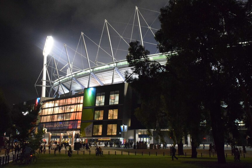 Strong lights shining at the MCG creating light pollution