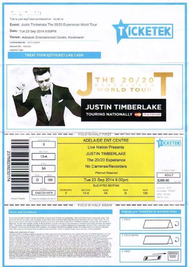 Justin Timberlake Fans Stung By Fake Tickets Adelaide Man Charged With