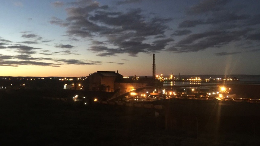 Whyalla steelworks at dusk