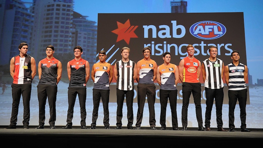 Top ten selections at the 2014 AFL draft on stage