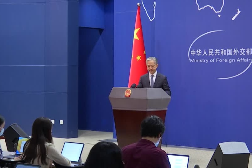 Chinese foreign ministry spokesperson Wang Wenbin at a conference.