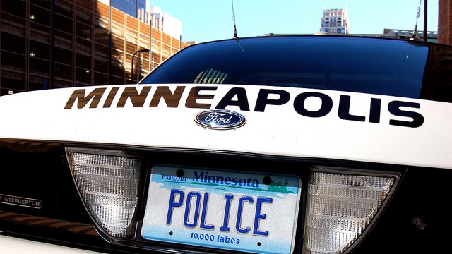 A minneapolis police vehicle with a police number plate