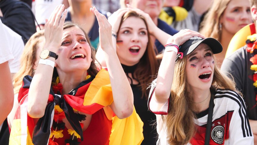 German fans are in tears as their team is eliminated from the World Cup