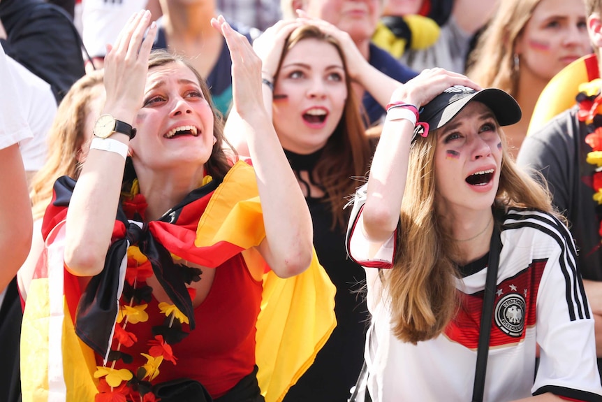 German fans are in tears as their team is eliminated from the World Cup