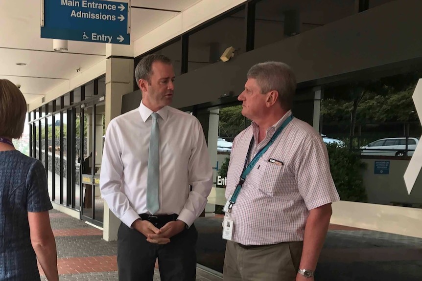 Tasmanian Health Minister Michael Ferguson outside Launceston General Hospital