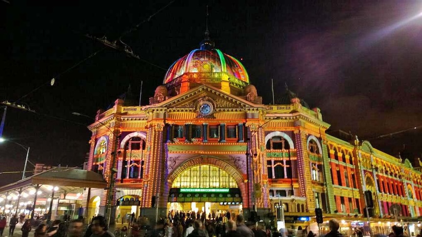 Flinders Street Station during the White Night festival in 2014.