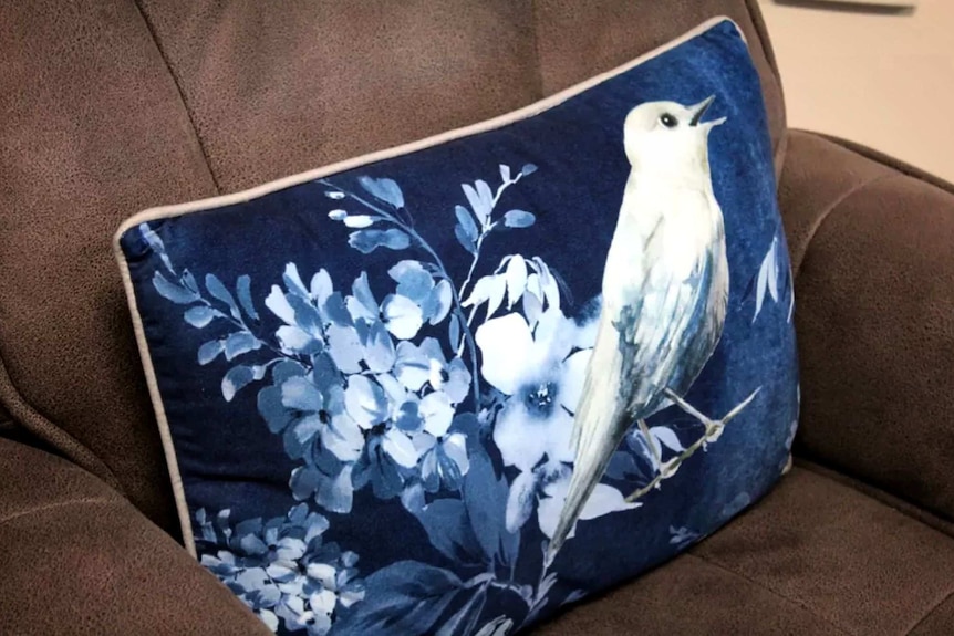 pillow with bird print