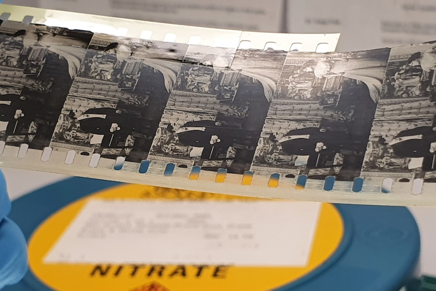 a roll of film being developed