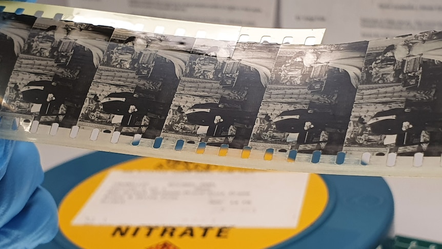 a roll of film being developed